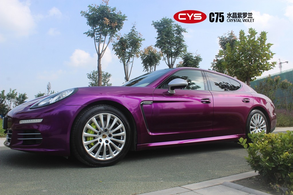 好色之徒 保时捷panamera水晶紫罗兰车身改色贴膜