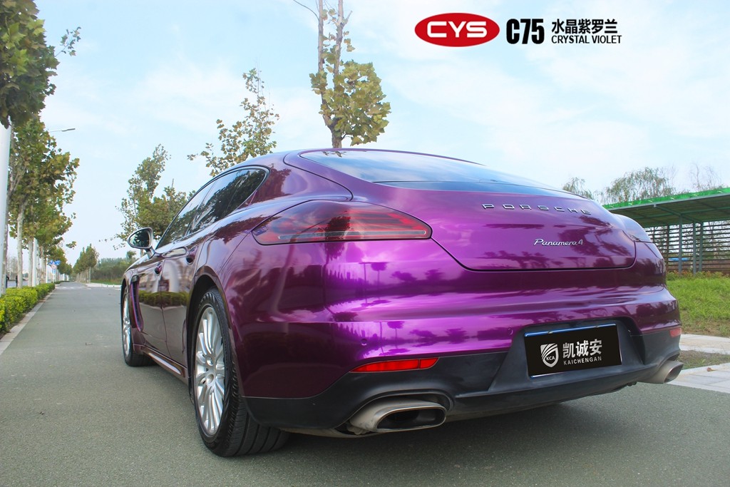 好色之徒 保时捷panamera水晶紫罗兰车身改色贴膜