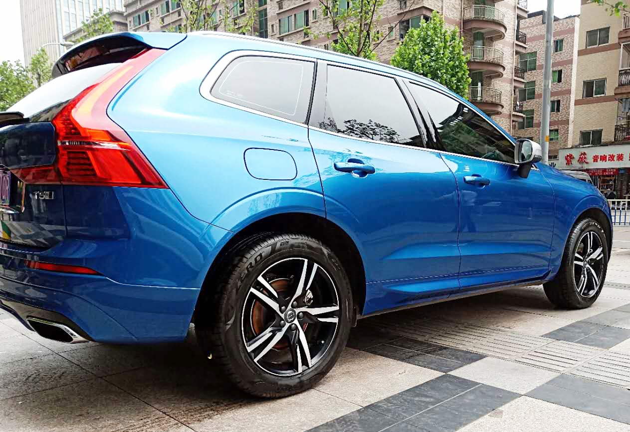 沃尔沃xc60焰影蓝贴膜手世家金盾隐形车衣漆面保护膜效果